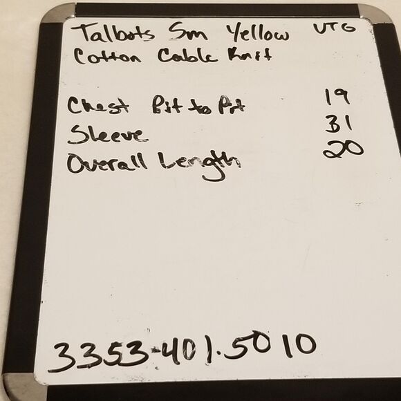 Talbots Small Sweater Cable Knit Butter Yellow V-Neck Cotton Preppy Classic Vtg - Picture 8 of 8